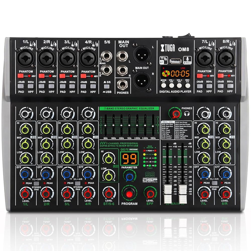 Amazon.com: XTUGA Audio Mixer 8 Channel for PC, DJ Sound